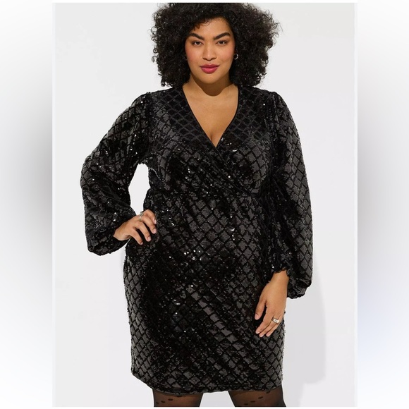 NWT TORRID Elegant Black Sequin Dress - Picture 1 of 8